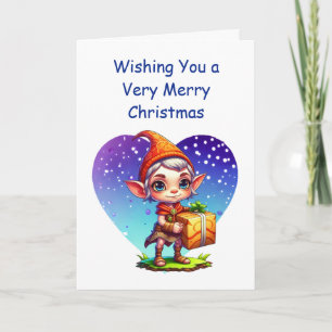Carte Vous souhaite un très Joyeux Noël Elfe Mignon
