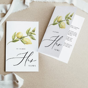 Carte Vows Mariage citron jaune Vows