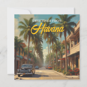 Carte Voyage Cuba vintage - Salutations de la Havana Car