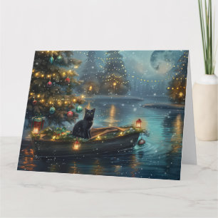Carte Voyage de fête de Noël de Chat Noir