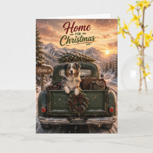 Carte Voyage de Noël avec un Berger Australien