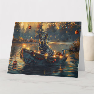 Carte Voyage de Noël festif Blue Heeler