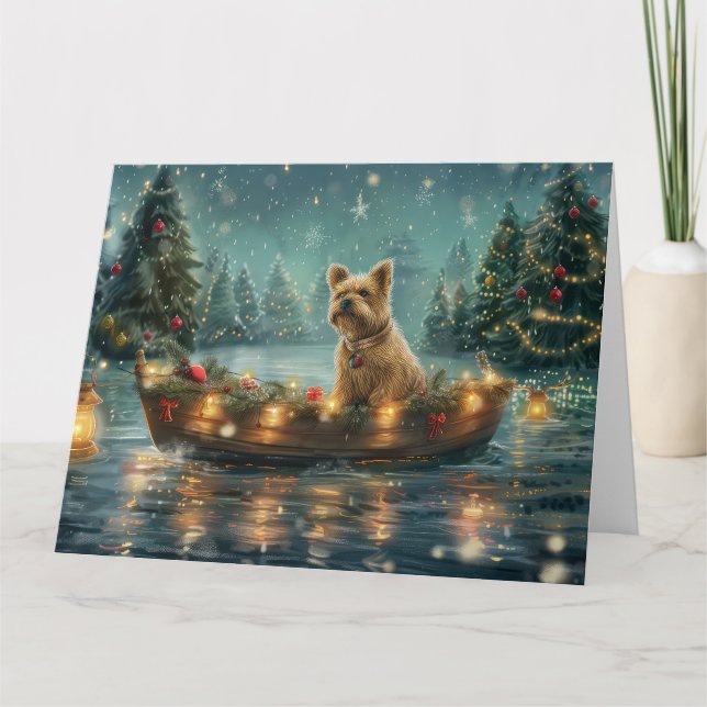 Carte Voyage festif de Noël de Cairn Terrier (Devant)