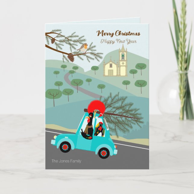 Carte Voyage festif de Noël du coq portugais (Devant)