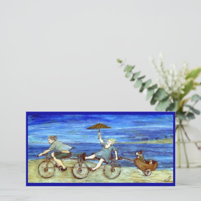 Carte Voyage par Tandem Bicycle Enregistrer la date (Debout devant)