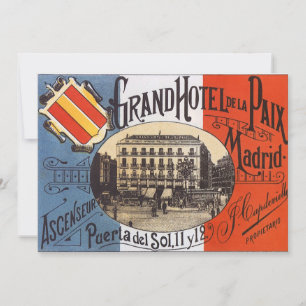 Carte Voyage Rétro, Grand Hôtel Paix, Madrid, Espagne