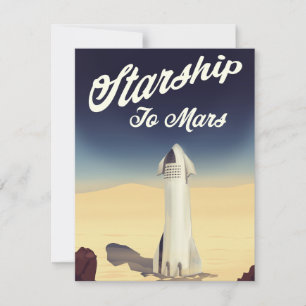 Carte Voyage vers Mars dans l'espace de style vintage.