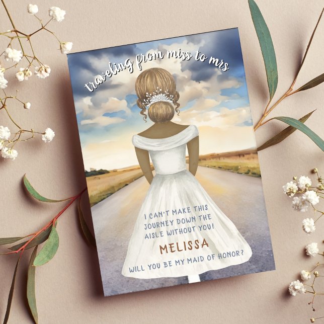 Carte Voyager de Mlle à Mme Bridesmaid Proposition (Traveling From Miss to Mrs Bridesmaid Proposal
)