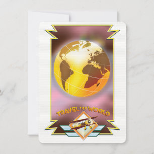 Carte Voyagez autour du Monde Globe Doré