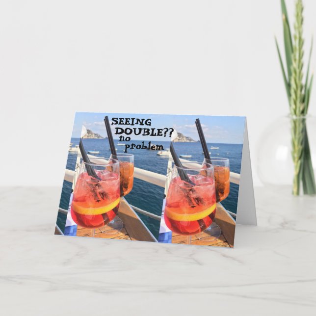 CARTE VOYEZ "DOUBLE" ? ? ? AMUSANT LES SOUHAITS D'ANNIVE (Devant)