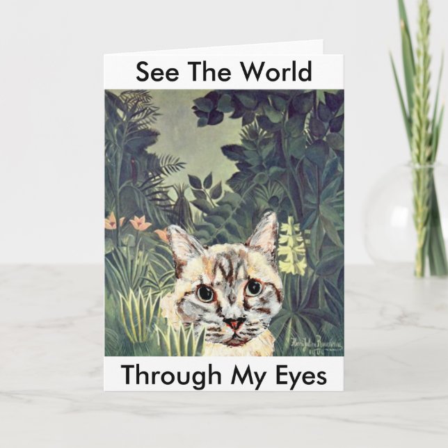 Carte : "Voyez le monde par mes yeux," chat de (Devant)