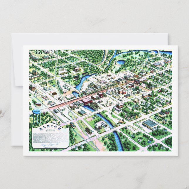 Carte Vue aérienne d'Albion Michigan 1993 (Devant)