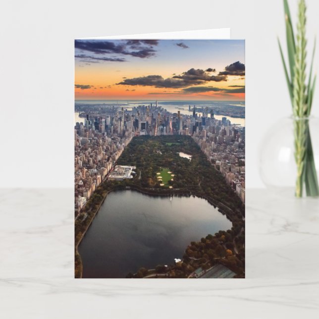 Carte Vue aérienne de Central Park au coucher du soleil (Devant)