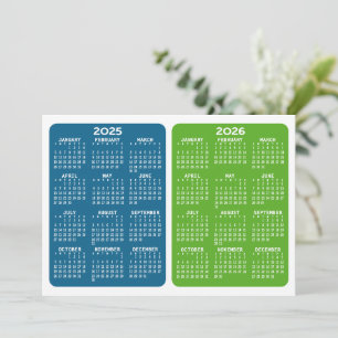 Carte Vue Calendrier 2 ans - bleu vert