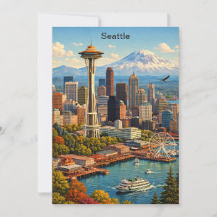 Carte Vue de la skyline de Seattle, Washington, voyage v