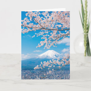 Carte Vue sur le Mont Fuji aux fleurs de cerisiers