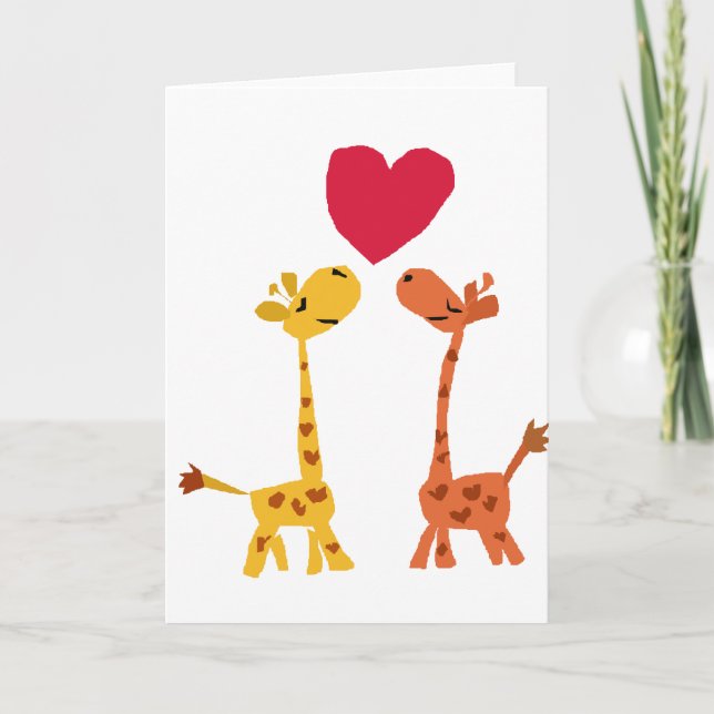 Carte VW - Drôle Giraffe Love Cartoon (Devant)