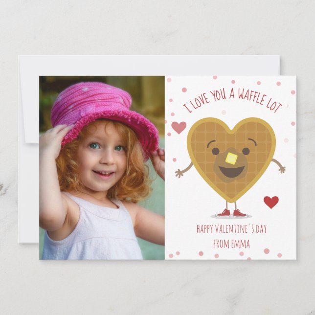 Carte Waffle Love Photo Salle de classe Valentine (Devant)