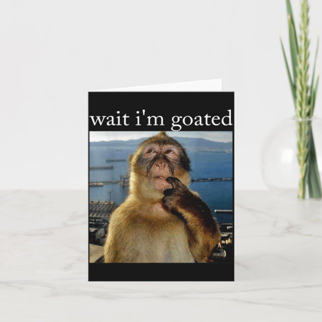Carte Wait I'm Goated Funny Thinking Monkey Meme Brainro (Devant)