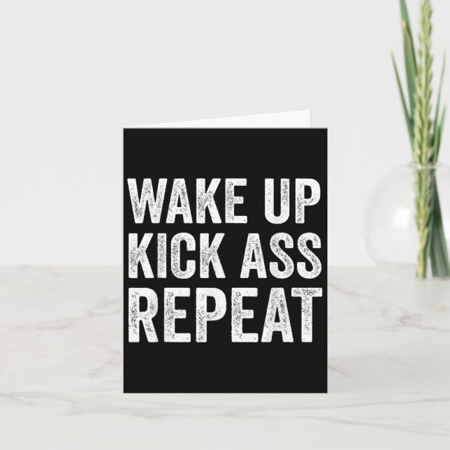 Carte Wake Up Kick Repea,funny Quote Workout Motivation  (Devant)