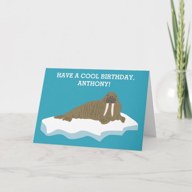 Carte Walrus sur un Iceberg Illustration Anniversaire (Devant)