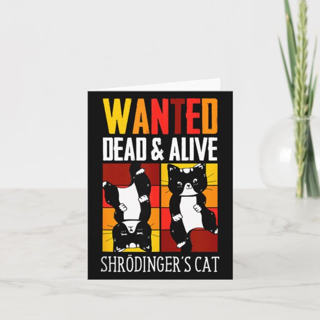 Carte Wanted Dead And Alive Schrodinger's Cat Funny Phys (Devant)