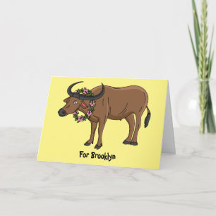 Carte Water buffalo with flowers