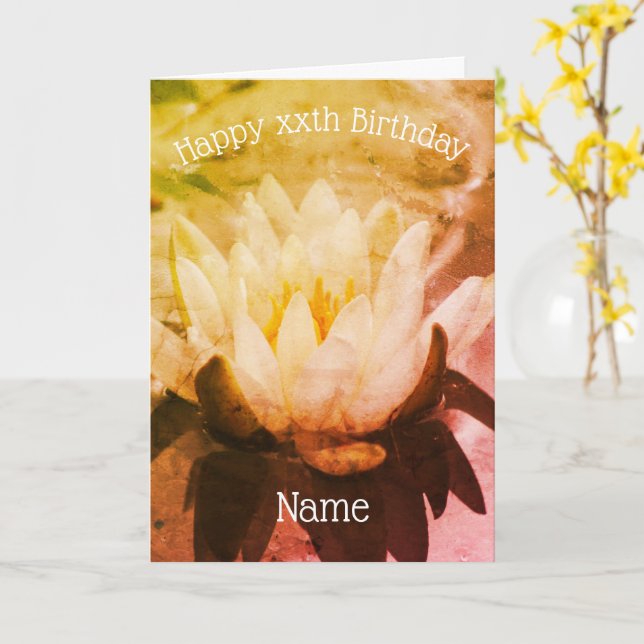 Carte Water Lily Lotus Floral Art Personnalisé Anniversa (Fleur jaune)