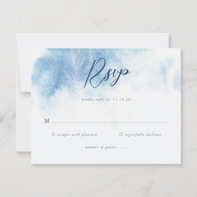 Carte Watercolor Blue Winter Wedding RSVP Card (Devant)