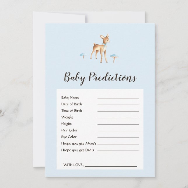 Carte Watercolor Boy Deer Baby Predictions Jeu (Devant)