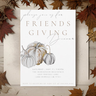 Carte Watercolor Citrouille Friendsgiving Diner Invitati