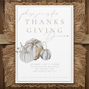 Carte Watercolor Citrouille Thanksgiving Diner Invitatio