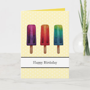 Carte Watercolor Cute Popsicle Glaces Creams