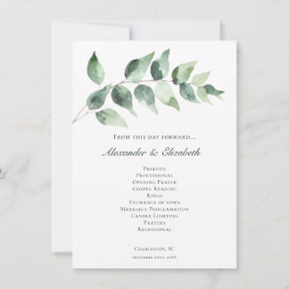 Carte Watercolor Eucalyptus Wedding | White Program