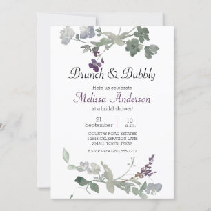 Carte Watercolor Fleurs sauvages Lavender Bridal Brunch