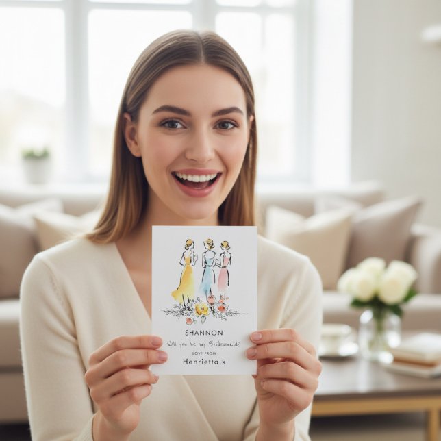 Carte Watercolor Floral Bridesmaid Proposal Card (Créateur téléchargé)