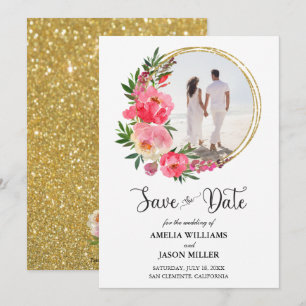 Carte Watercolor Floral Wedding Enregistrer la date