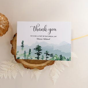 Carte Watercolor Forest Merci Mariage extérieur