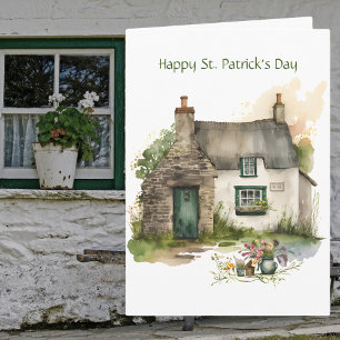 Carte Watercolor Irish Cottage Bonne St. Patrick's Day