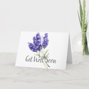 Carte Watercolor Lavender Flowers Get Well Bientôt
