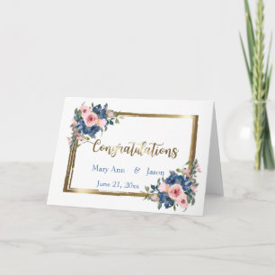 Carte Watercolor Navy et Blush Mariage