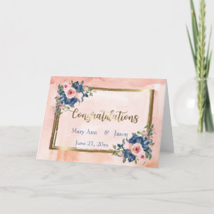 Carte Watercolor Navy et Blush Mariage