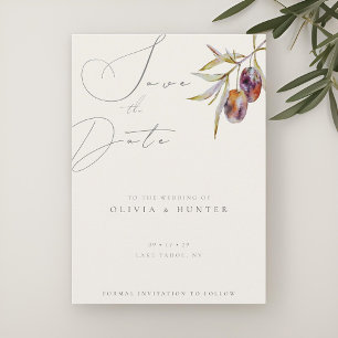 Carte Watercolor Olive Branch Wedding Enregistrer la car