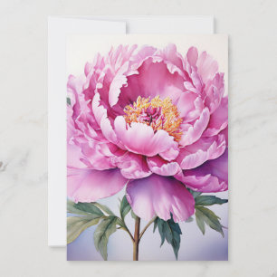 Carte Watercolor Peony Flat Holiday