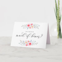 Watercolor Pink Anemones Be My Maid of Honor