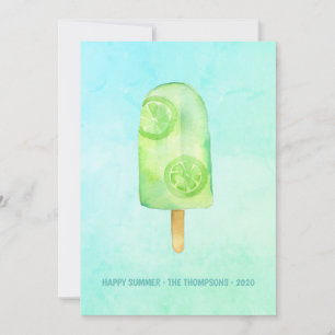 Carte Watercolor Popsicle Salutation d'été
