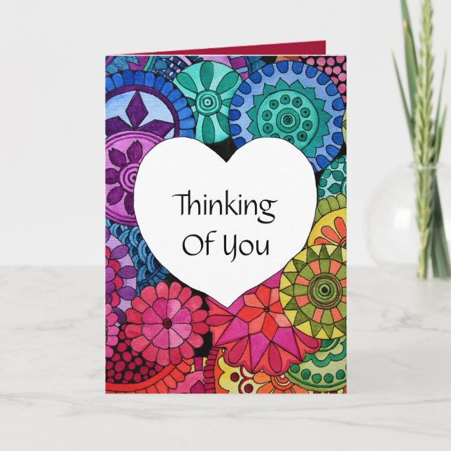 Carte Watercolor Rainbow Mandala With Heart (Devant)
