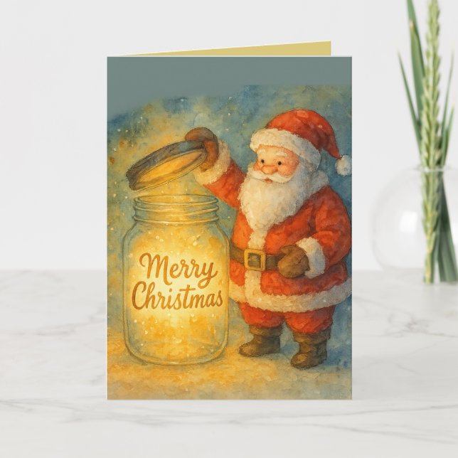 Carte Watercolor Santa Christmas Jar Cozy Holiday  (Devant)