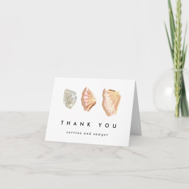 Carte Watercolor Seashells Thank You Greeting Card (Devant)