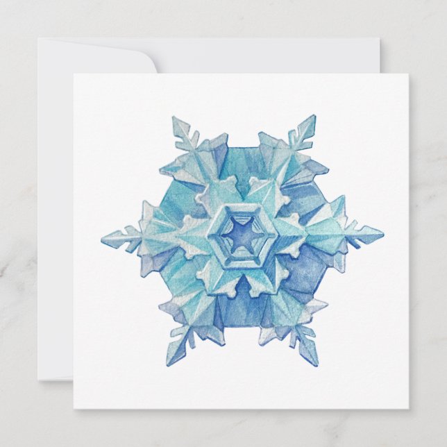 Carte Watercolor Snowflake Flat Christmas Card (Devant)